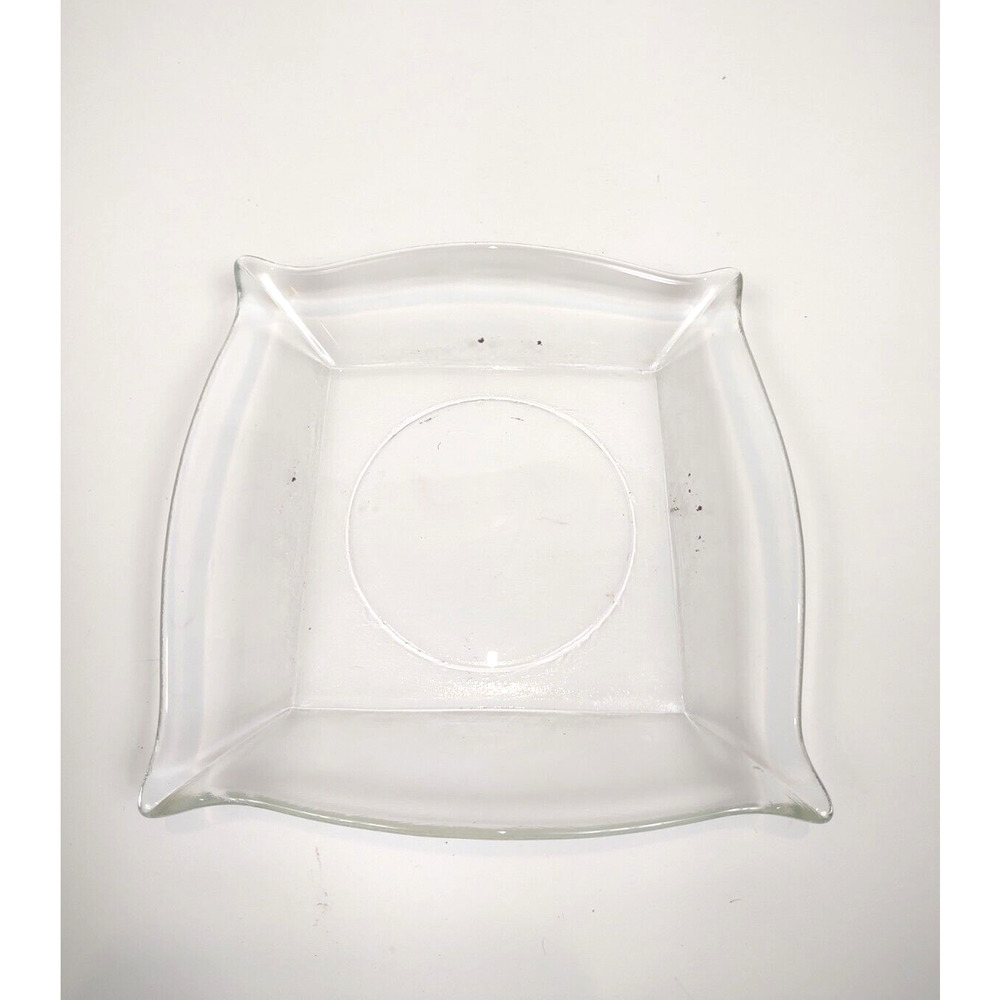 Vintage Clear Glass Pillar Candle Holder Plate Square 5.5" Beveled Edge - Picture 4 of 7